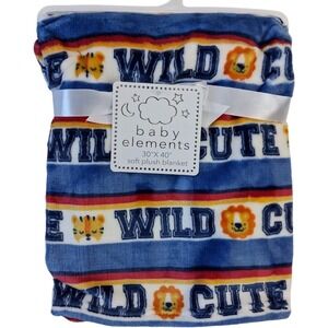 Baby Elements Wild Cute Blanket Tiger Lion Stripe Blue Red Gold Soft Fleece NWT